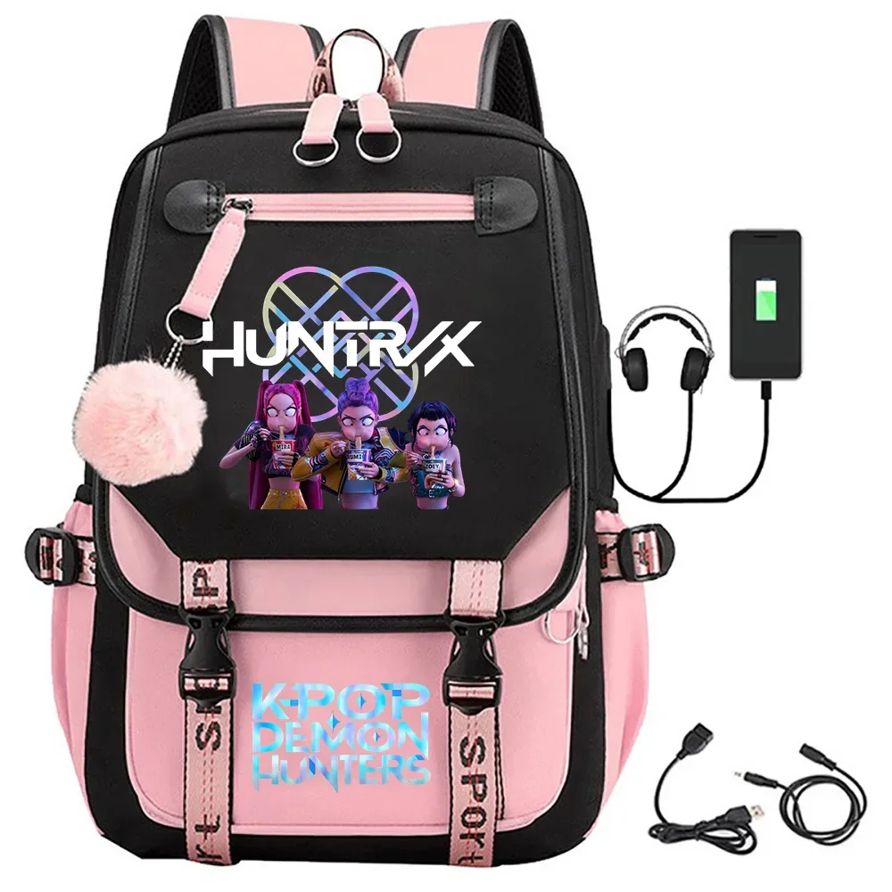 

Kpop Demon Hunters Bag Детский аниме-рюкзак с несколькими карманами Реквизит для косплея Сумка с подвеской Студенческий многофункциональный рюкзак