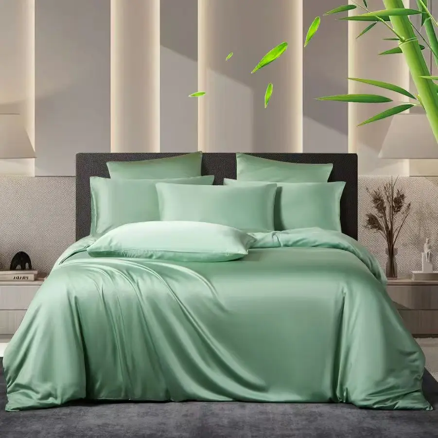 

3pcs 100% Bamboo Duvet Cover Set Pillowcase 51x76cm Summer Solid Color Antibacterial Cooling Bedding Twin Double Queen King Size