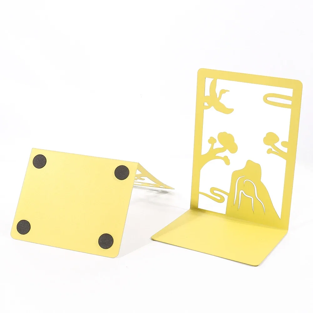 Chinese Style Tree Shadow Crane Metal Bookends Exquisite Office Desk Decorate Bookmark Stationery Study Book Support