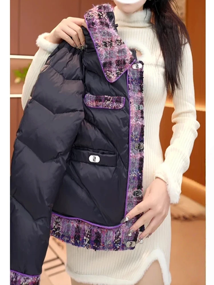 

Lightweight Thiened ort down Cotton Jaet Warm Winter Women's Faion Commute Sle Korean Loose Fit Collar Coat