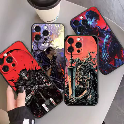 B Berserk Anime Fashion Cool For iPhone 15 14 13 12 11 XS XR X 8 7 SE Pro Max Plus Mini Black Soft Phone Case