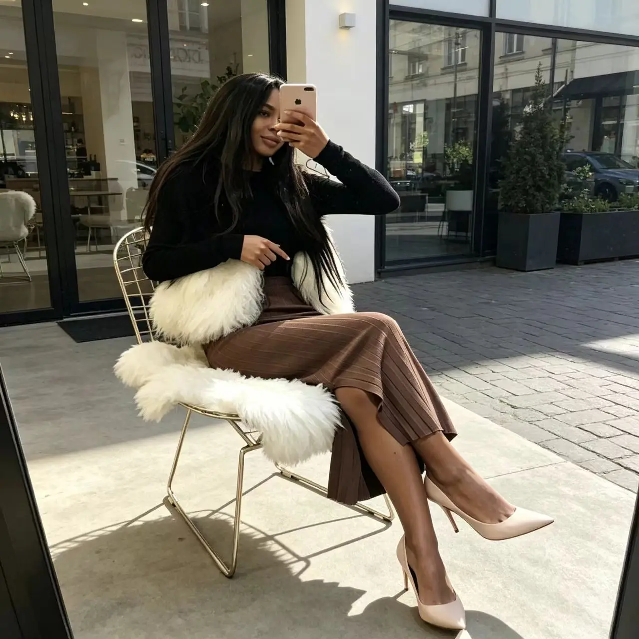 Women Real real raccoon Dog Fur Sheepskin Wool Short Coat Big Lapel Luxury Fluffy Thick Warm Black White Mixed Winter FurOuter - view 4