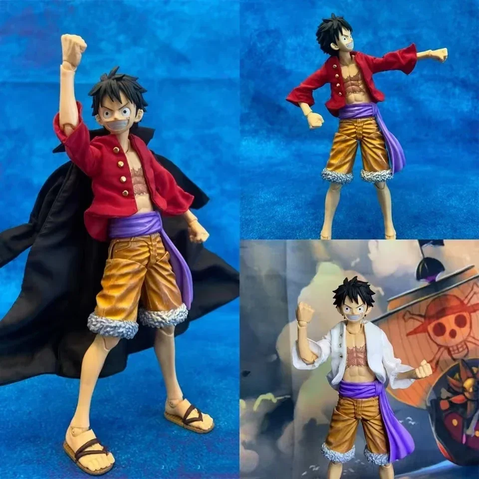 One Piece Shf Anime Series Luffy 5 Emperor Handmade Clothes Black Cool Coat Cloak Suitable for 1/12 Size Movable Humanoid Toy