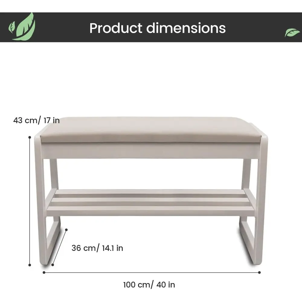 2-Tier Shoe Storage Bench with Cushion Seat, 10 Pair Organizer, White, 39 Inch Entryway Shoe Rack