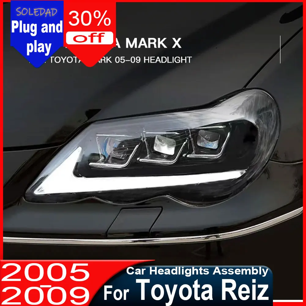 

1 pair Car HeadLights For Toyota Mark X Reiz 2005-2009 Headlight Upgrade LED Front Signal Lamp Tool Accessories Plug and play