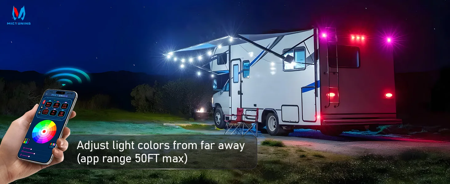 MICTUNING P1Y RGB 6-Gang-Schalttafel mit kabelloser Fernbedienung und App-Steuerung, Fernbedienung bis zu 230 Fuß, 12 V/24 V für LKW, Wohnmobil, Offroad – Detail 4