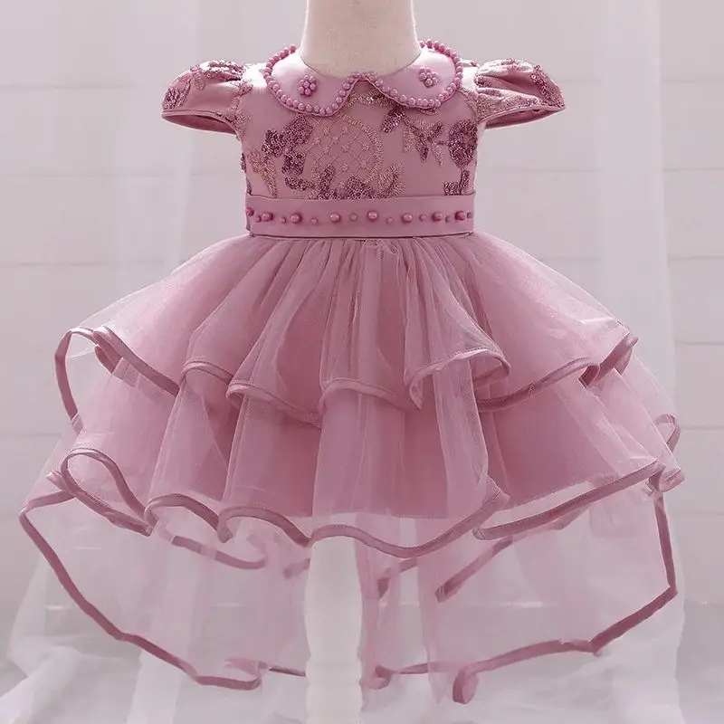 Baby Girls Evening Party Princess Dress Infant Trailing Baptism 1st Year Birthday Wedding Gown Ceremony Costume Newborns Clothes