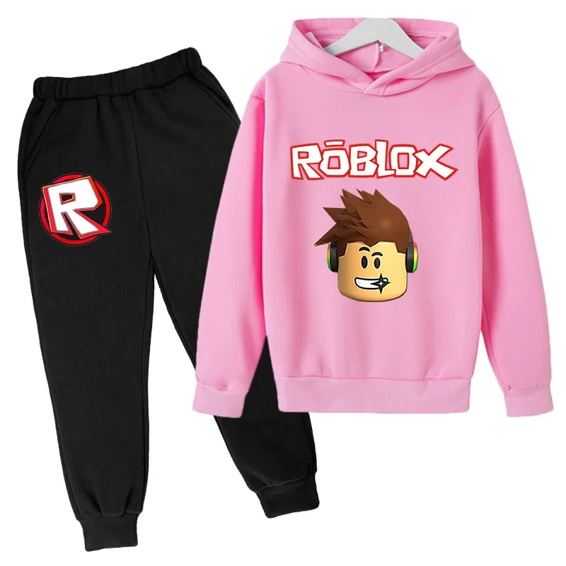 Hot Game ROBLOXING Boys Clothing Sets Toddler Cartoon Hoodies Sweatshirt+Pants 2Pcs Tracksuits Clothes Children Cosplay Costume