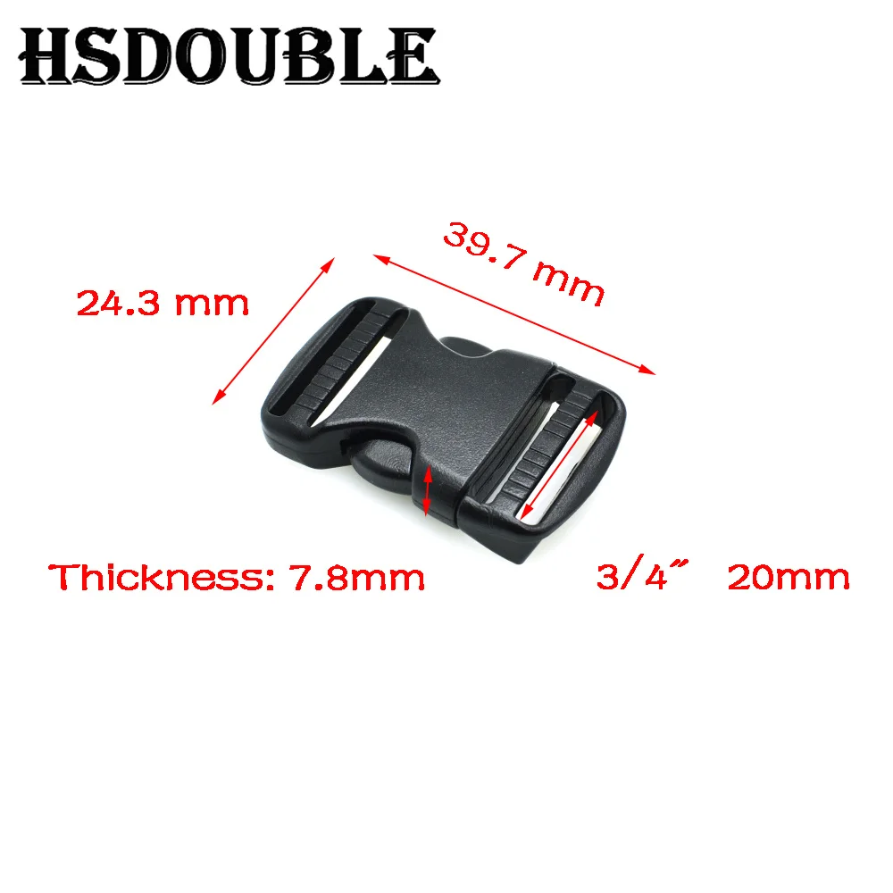 2 Pcs/Pack 20-50mm Plastic Hardware Dual Adjustable Side Release Buckles Molle Tatical Backpack Belt Bag Parts Strap Webbing