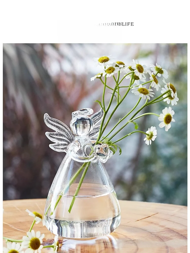 

Креативная стеклянная ваза-ангел для цветов, настольный горшок для водных растений, декор для дома и гостиной в скандинавском стиле