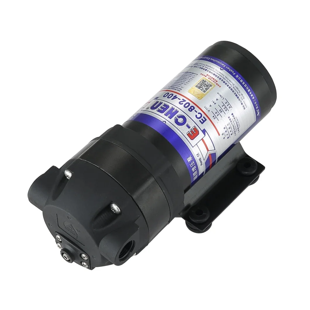 E-Chen EC-802-400 RO Booster Membrane Pump 400GPD Electric Diaphragm Pump 24V DC 2.5LPM@80psi for Reverse Osmosis Water Purifier