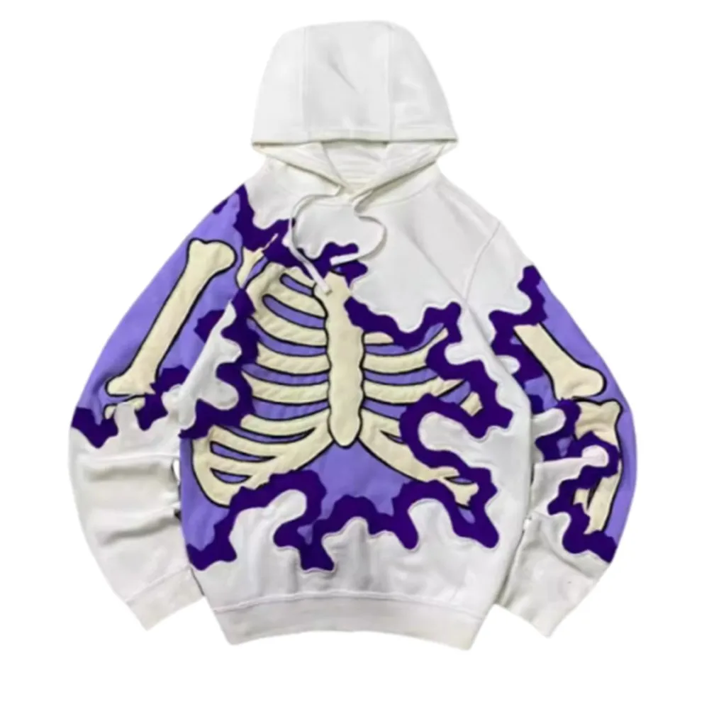 New Trendy men's Hoodie With 3D Skeleton Style Pattern design, Novel Long Sleeved Hoodie With Pockets For Daily Wear