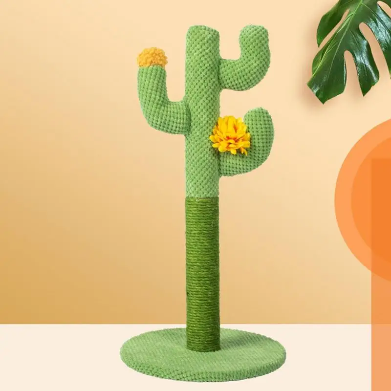 Cactus Cat Scratcher Tree Vertical Cactus Cat Tree Interactive Kitten Scratcher Featuring 3 Scratching Poles for Adult Kittens