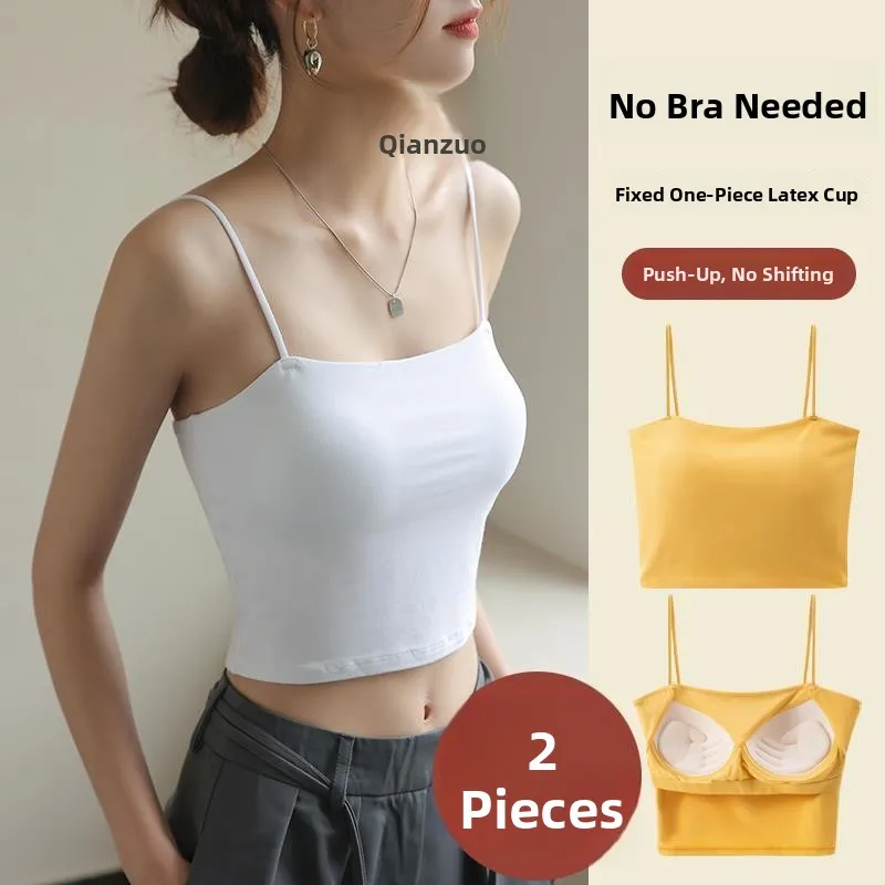 White Integrated Backless Bra Vest Women's Underwear Top Summer  Style Regenerated Cellulose Fiber  Color