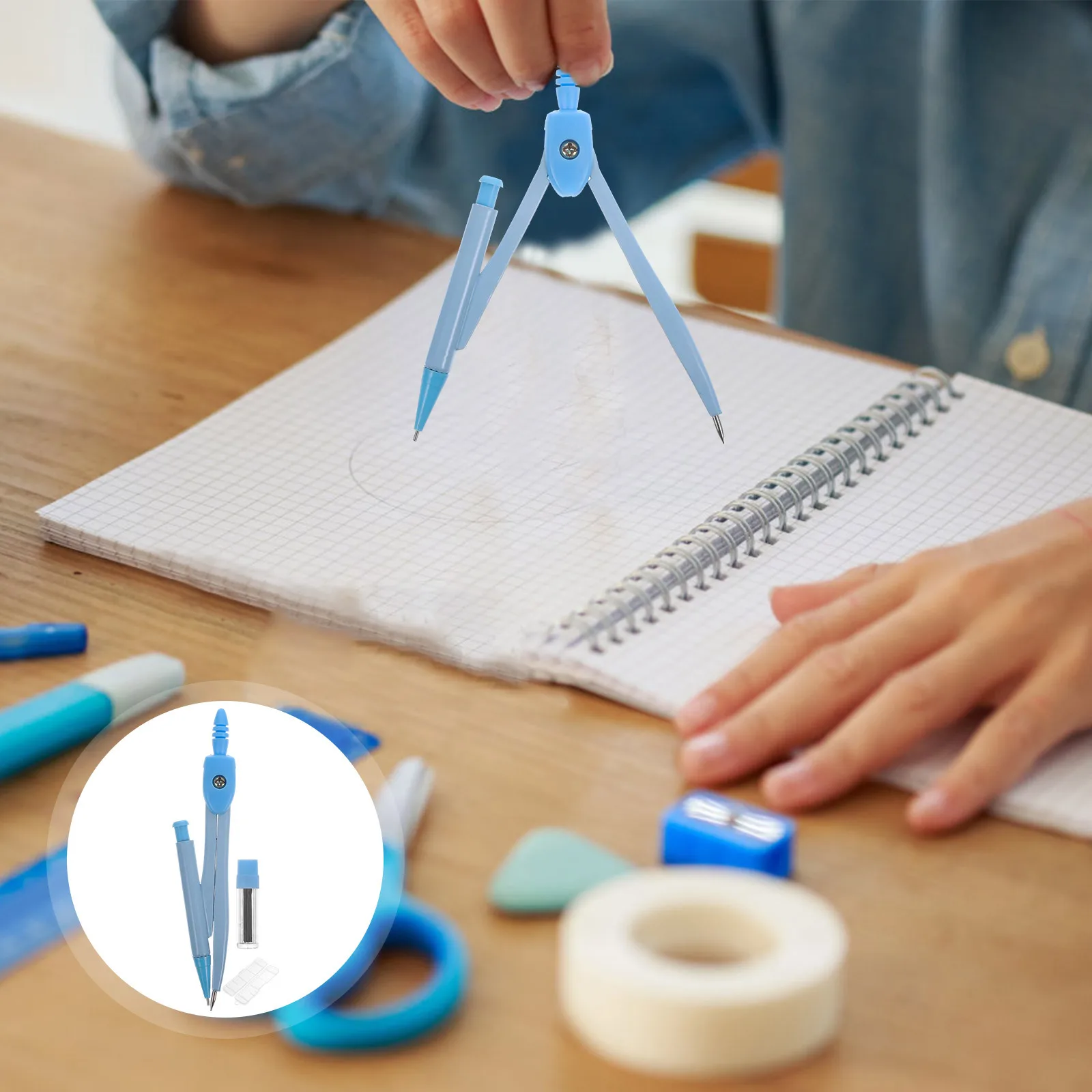 مجموعة واحدة من البوصلات للطلاب، مجموعة رسم هندسية رياضية محمولة، أداة رسم دائرية للاستخدام في المدارس والمكتب المنزلي