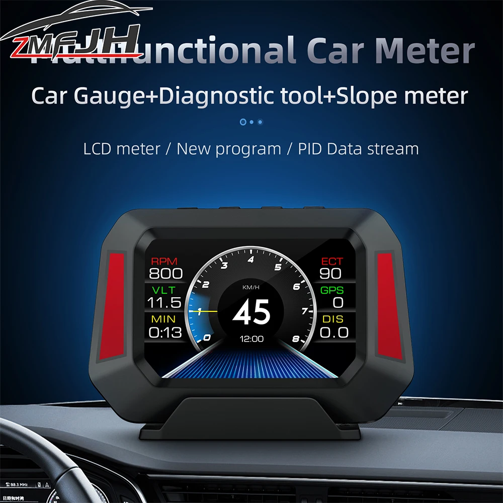 

Автомобильный GPS + OBD измеритель наклона, GPS-дисплей, спидометр, быстрое напряжение воды, температура высоты, температура масла, бортовой компьютер