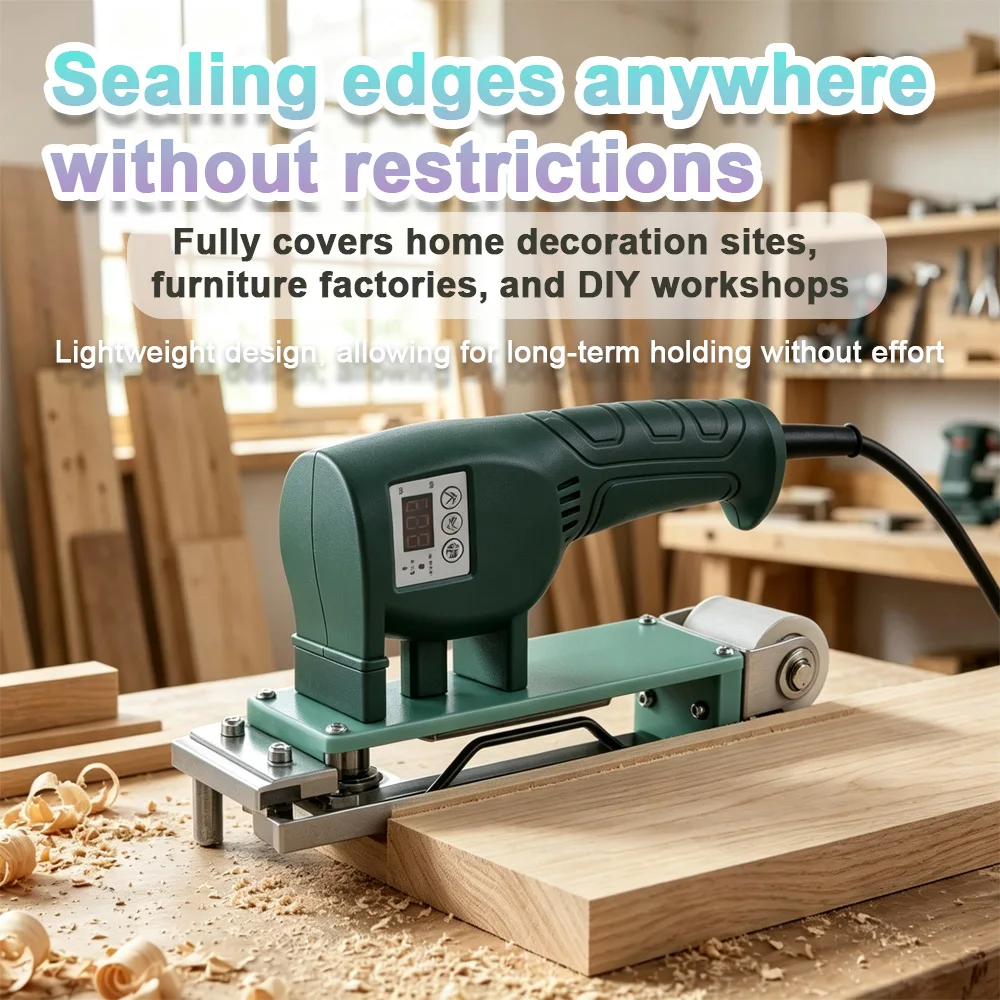 1000W Edge Banding Machine, Digital Temp Control Portable Woodworking Sealer for Cabinets, DIY Pre-Coated Tape Bander