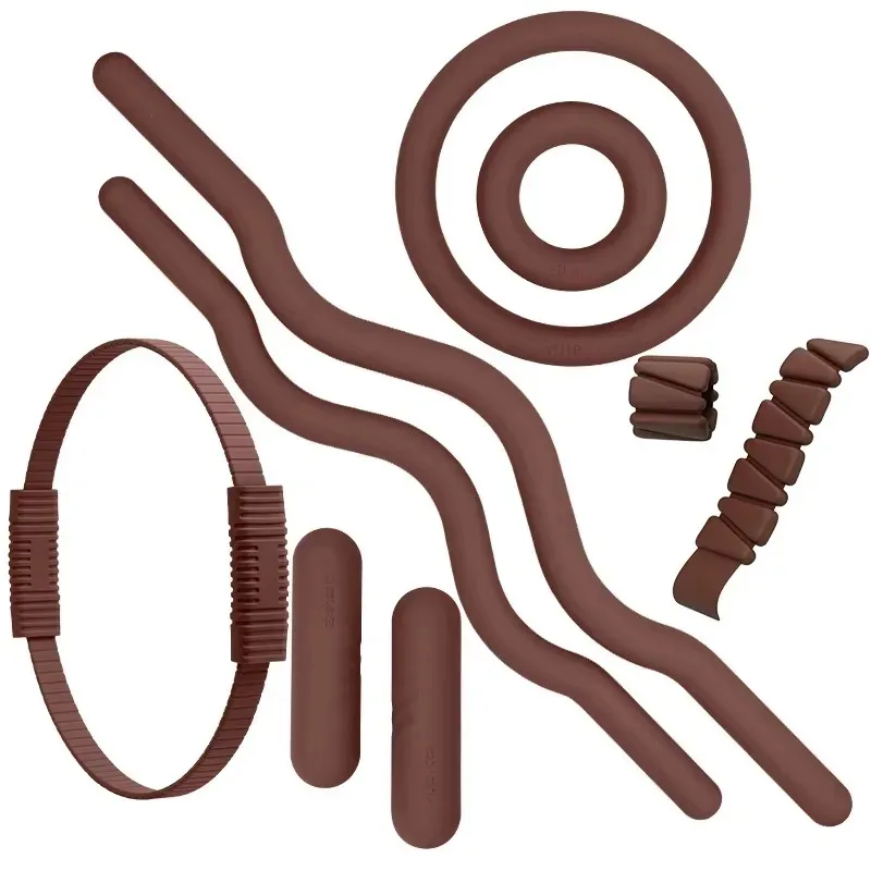 Women Pilates Power Kit Chocolate Brown Silicone Dumbbell Beam Ankle Weight Pilates Ring Multi‑Functional Home Fitness Pilates