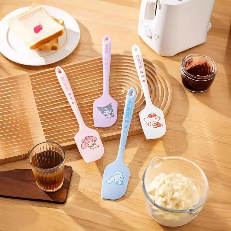 Sanrios Hellokittys Silicone Cream Spatula Kuromi Melody Cartoon Stirring Knife Anime Spatula Cute Baking Tools Home Kitchenware