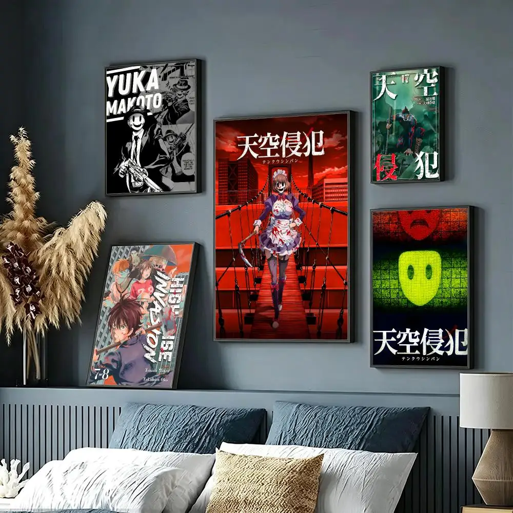 anime High-Rise Invasion Poster Wall Posters Self-Adhesive Wall Stickers Home Decoration for Bedroom Living Room