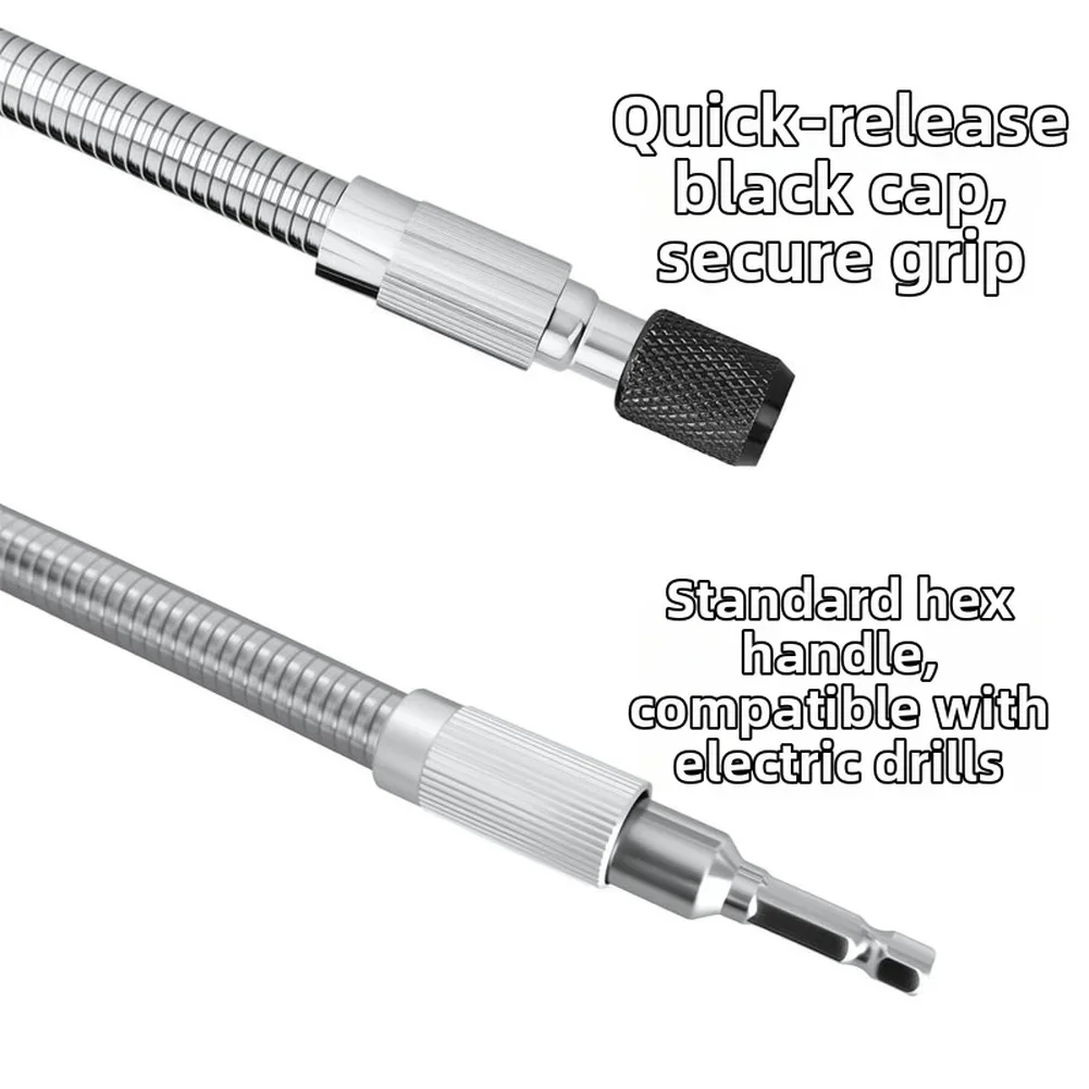 Flexible Magnetic Extension Rod with Hex Shaft for Drills Featuring Bidirectional Output and Secure Magnetic Grip