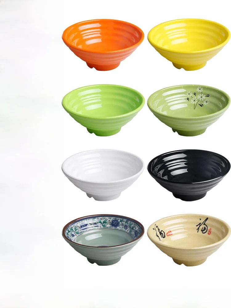 Tazón de Plástico Tipo Porcelana para Restaurante Chino, Utensilios Especiales para Comer, Tazón Grande para Fideos de Res