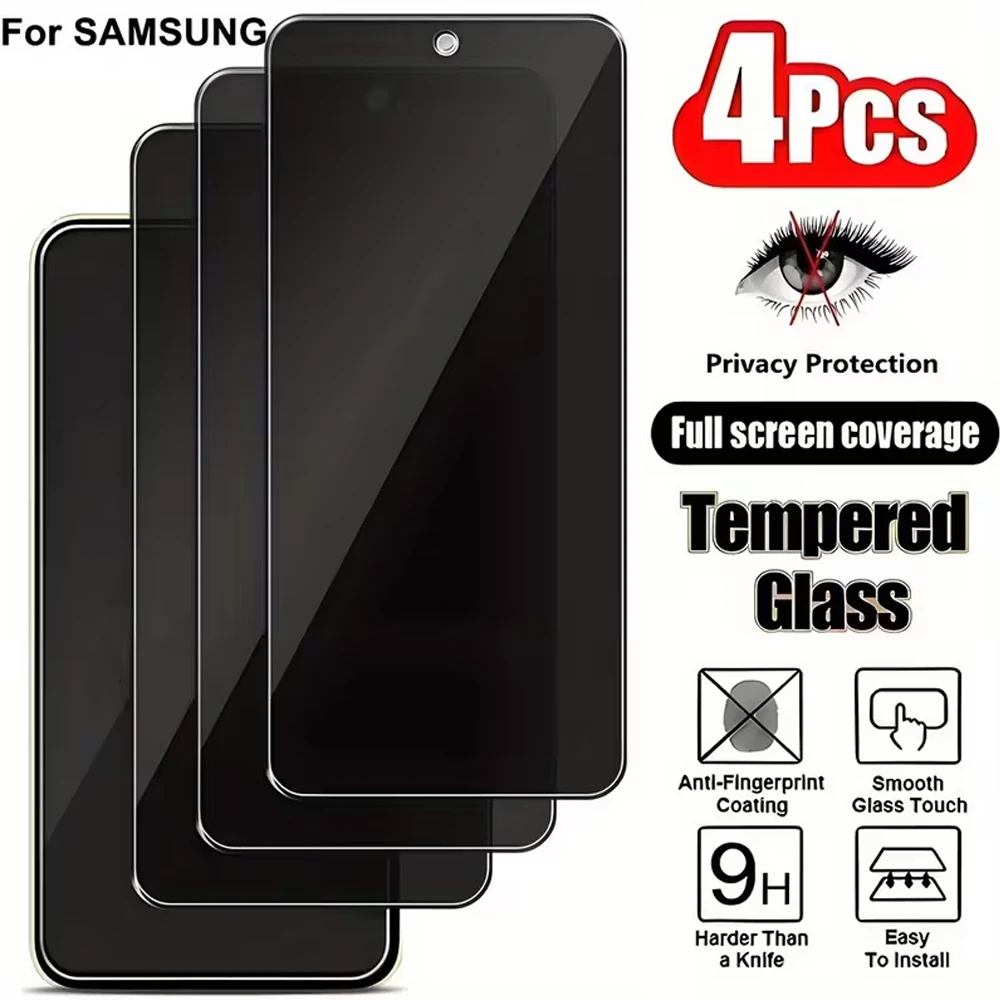 4 stuks Anti-Spy Screen Protector Voor Samsung S25 Ultra S24 S23 S22 S21 A56 A55 A36 A35 A26 A17 A37 A16 A55 A34 A22 Gehard Glas - afbeelding 2