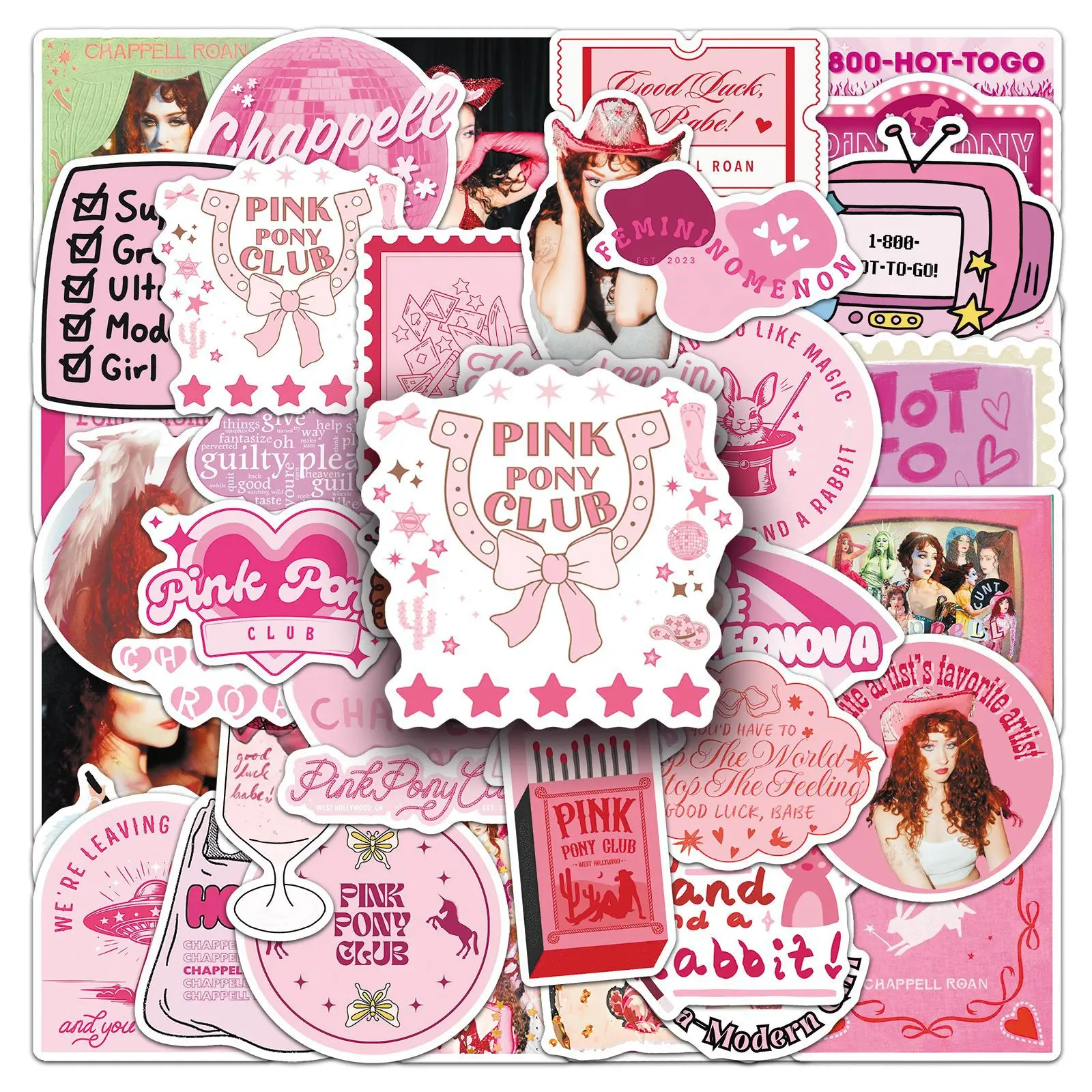 

10/50PCS Hot Singer Chappell Roan Stickers Cartoon Pink Doodle Decal Album Peripheral DIY Mobile Phone Decoration Stickers