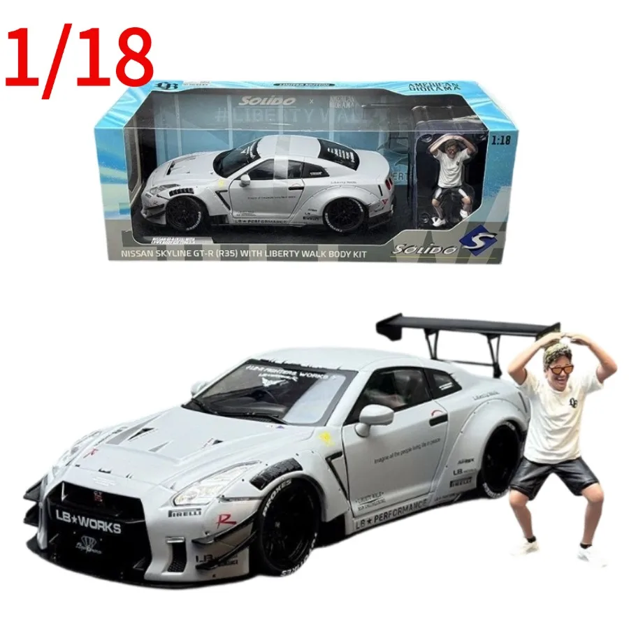 

SOLIDO Diecast 1/18 Nissan GT-R R35 Model Car LB Works Type 2 with Figure Alloy Nissan Play Vehicles Collectible Gift