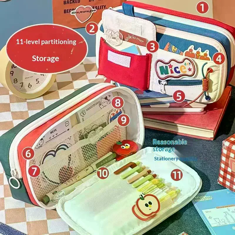 Classic American Pencil Case Retro High Aesthetic Pencil Case Large Capacity Multiple Patterns Stationery Box For Students New