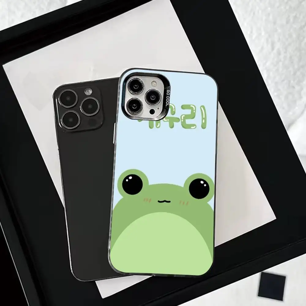 حافظة هاتف C-Cartoon F-Frog لهاتف iPhone 16,15,14,13,12,11,Pro,Max,Plus, Mini,XS,SE مضادة للسقوط باللون الأسود غير اللامع #3