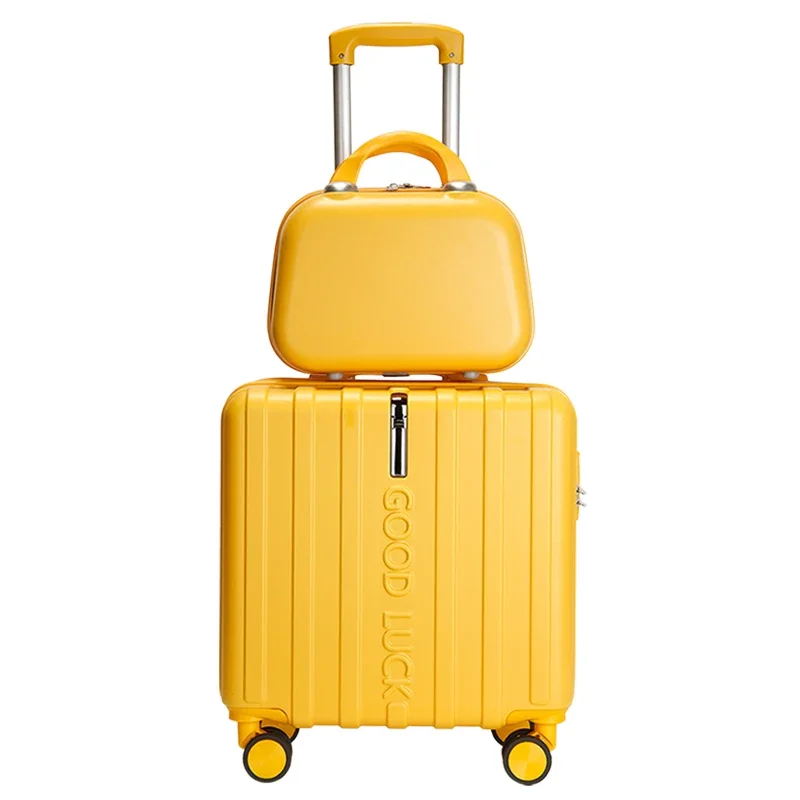 New fashion 2023 18 Inch Carry on Luggage Set Small Suitcase Universal Wheel Password Trolley Case Cabin Rolling Luggage Bag