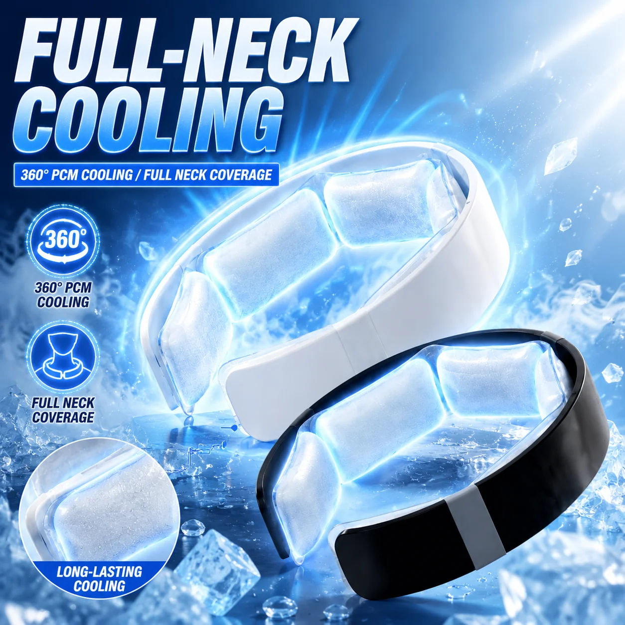 Collier rafraîchissant réutilisable PCM 28 ℃   Enveloppement rafraîchissant pour le cou à température constante 360 °   Anneau de refroidissement pour le cou, pour le sport et l'usage quotidien