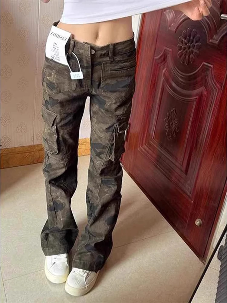

American Vibe Camouflage Straight Leg Jeans Men's Retro Knife Workwear Pants Slimming Bootcut Trousers Youth Faion Jeans