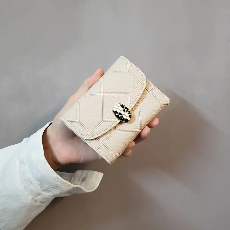 New Snakehead Wallet Women's Short Three Fold Wallet Vertical Customization Zero Wallet Small Fresh Card Bag Anti Theft Wallet