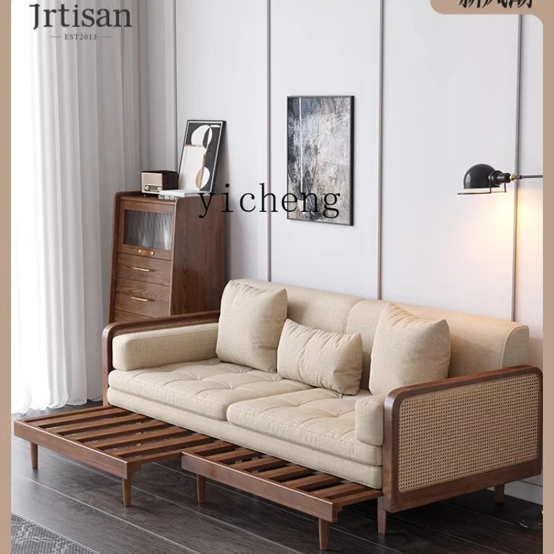 E22 solid wood sofa bed living room sitting and sleeping simple dual-purpose bed foldable double sofa