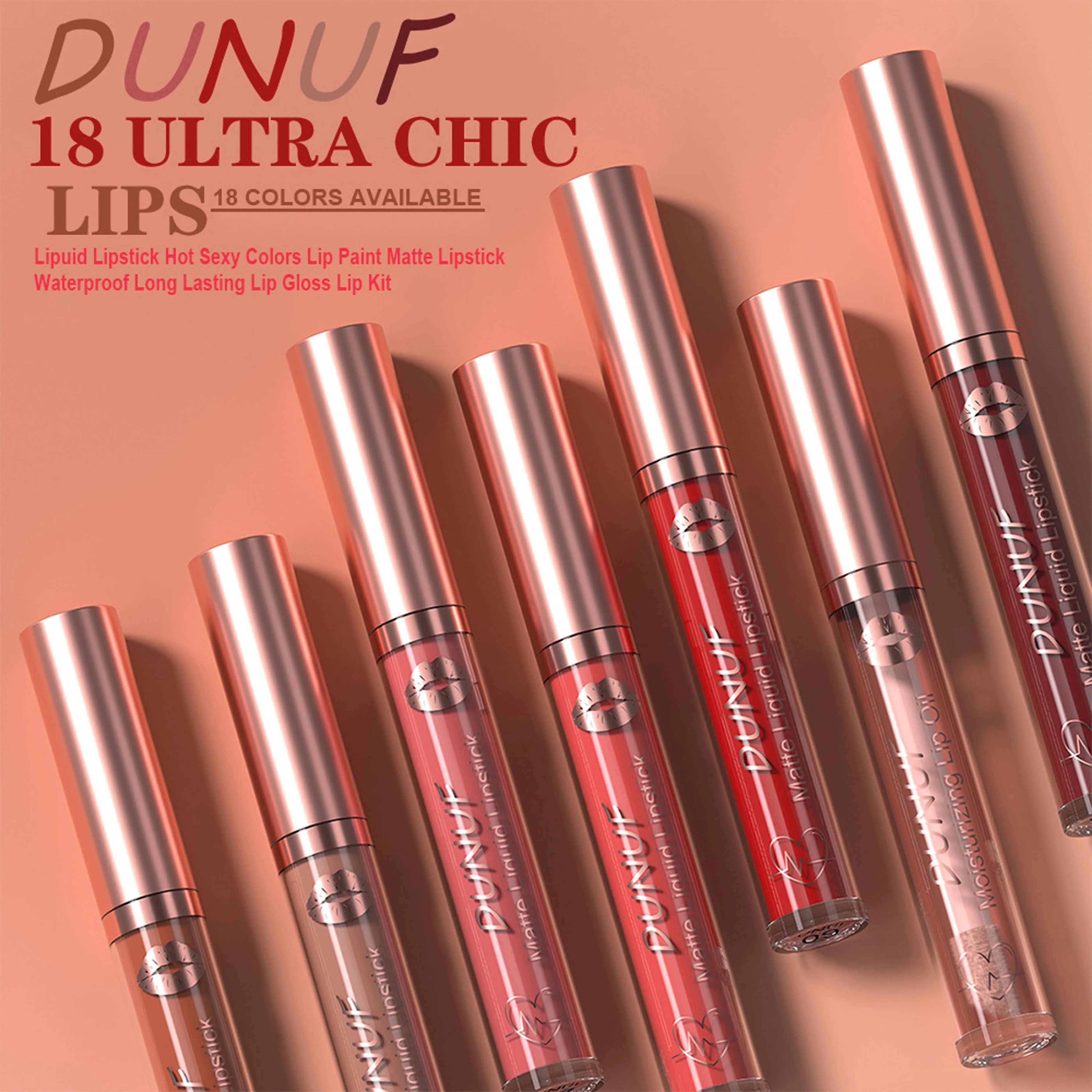 5 Stück mattierter Creme-Lipgloss, nicht leicht zu verschmieren, einfach zu färbender mattierter Lipgloss, langanhaltendes Make-up, wasserfest