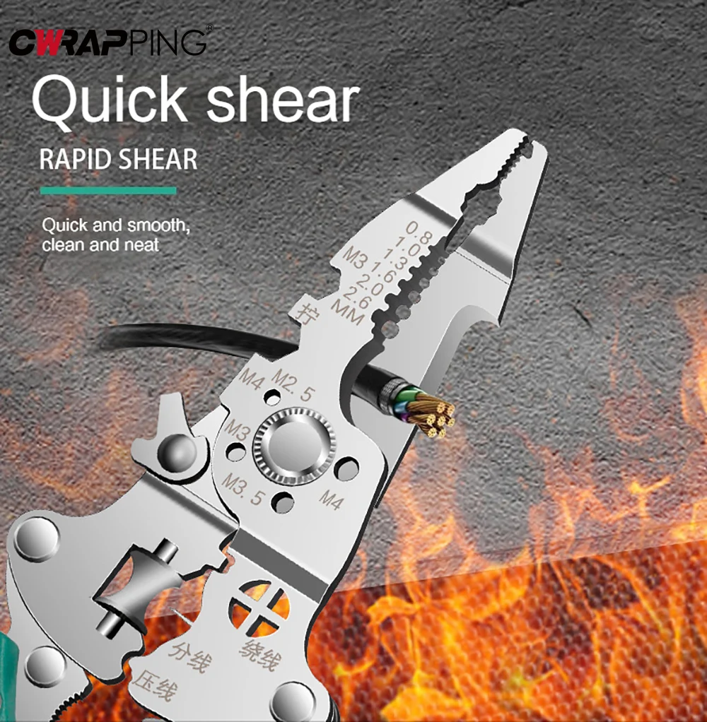 Pelacables plegable con diseño de polea 16 en 1, divisor de cables multifunción para electricista, alicates para bobinado de cables, alicates de prensado, herramienta de mano