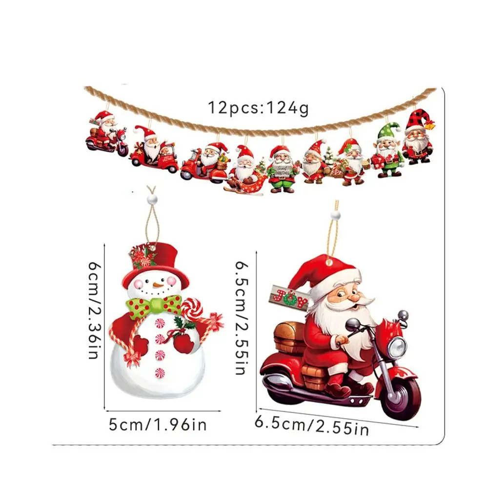 手作りのクリスマス木製ペンダント、サンタクロース、雪だるま、小さなハンギングオーナメント、クリスマスツリー、18個
