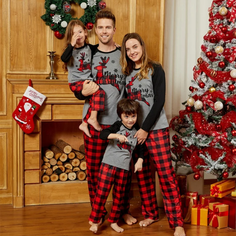 

Christmas Dad Mom Daughter Son Pajamas Set for Family Matching Clothes Outfits Xmas Elk Baby Romper Adult Kids Pajamas Suit