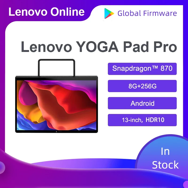 New Product Lenovo Yoga Pad Pro Tablet PC Snapdragon 870 Octa-Core 8Gb Ram 256GB Rom 13 Inch 2K Screen Android 11 Batter10200mAh