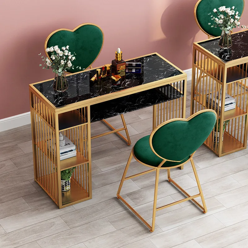 

Best Design Pink Manicure Table and Chair Set for Nail Bar & Salon Shop Furniture for Nail Salon