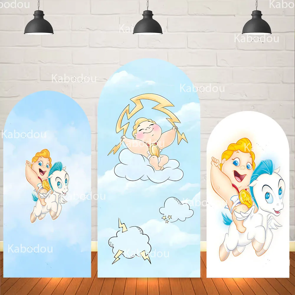 Housse d'arche pour fond de scène bébé Hercules, décoration de fête d'anniversaire pour garçon, toile de fond pour photos de baby shower, accessoire de studio photo