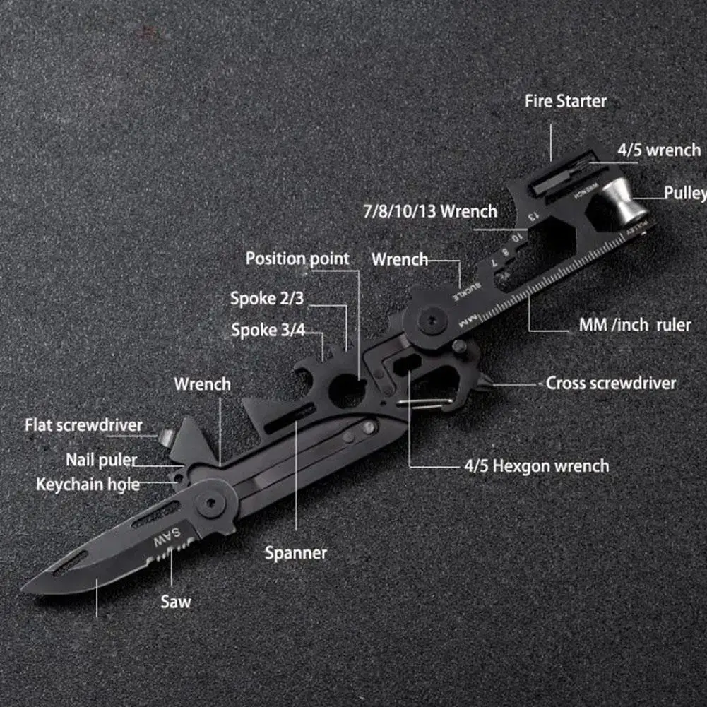 Multifunctional Outdoor Tool Combination Card Folding Tactical Scissor Army Knife Mini Bicycle Repair EDC Camping Gear Equipment