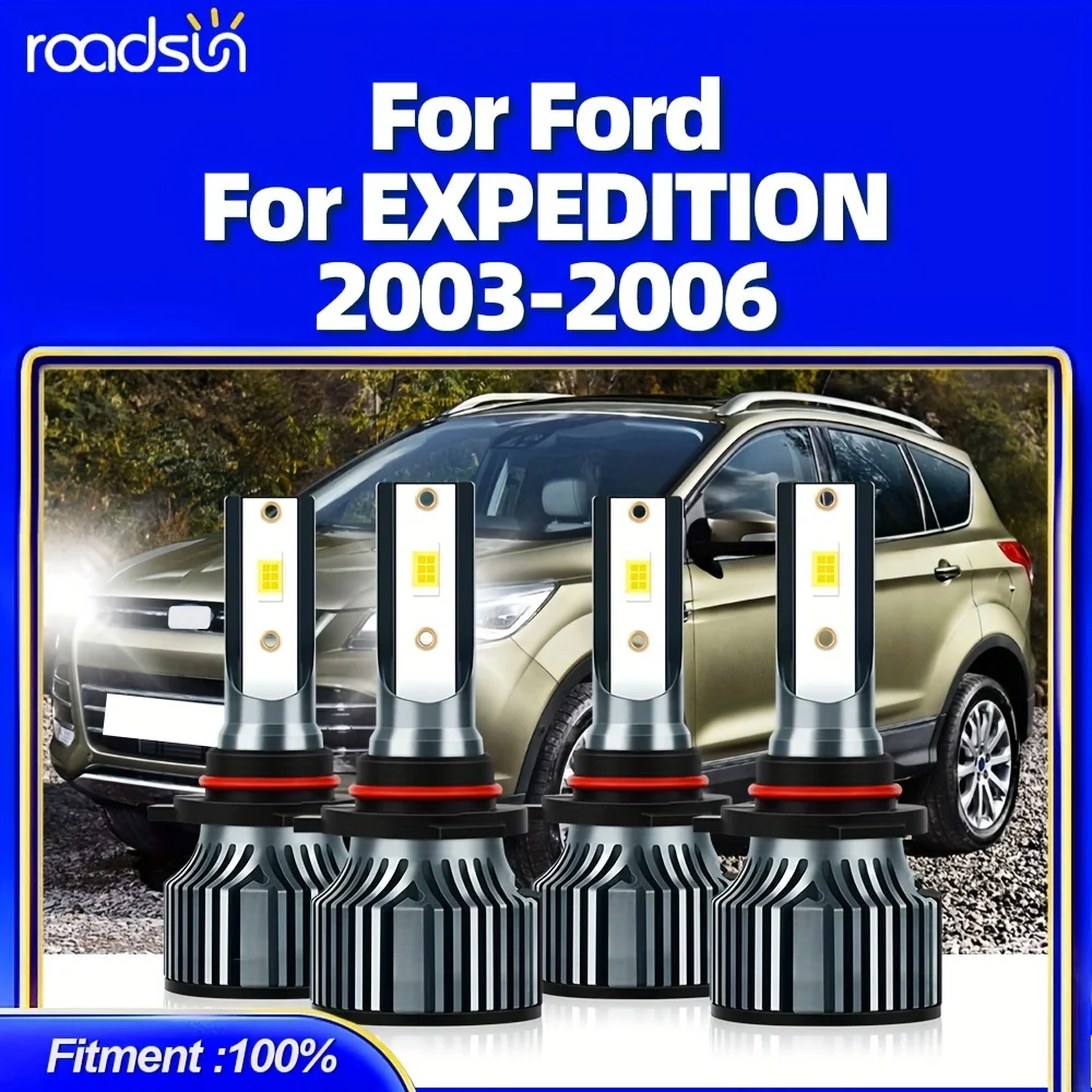 

25000LM/пара светодиодных ламп, подходящих для Ford EXPEDITION (2003–2006) 6500K, белые, 3570, чипы CSP, срок службы 80000 часов Plug-N-Play