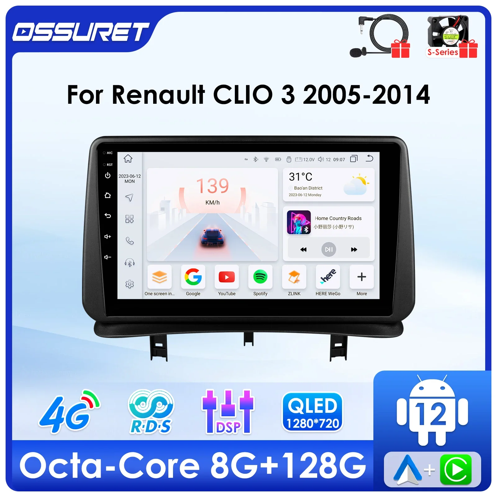 

9"Carplay Android Auto Multimedia Car radio For Renault Clio 3 2005 2006 2007 2008 2009 2010-2014 Autoradio GPS Touch Screen SWC
