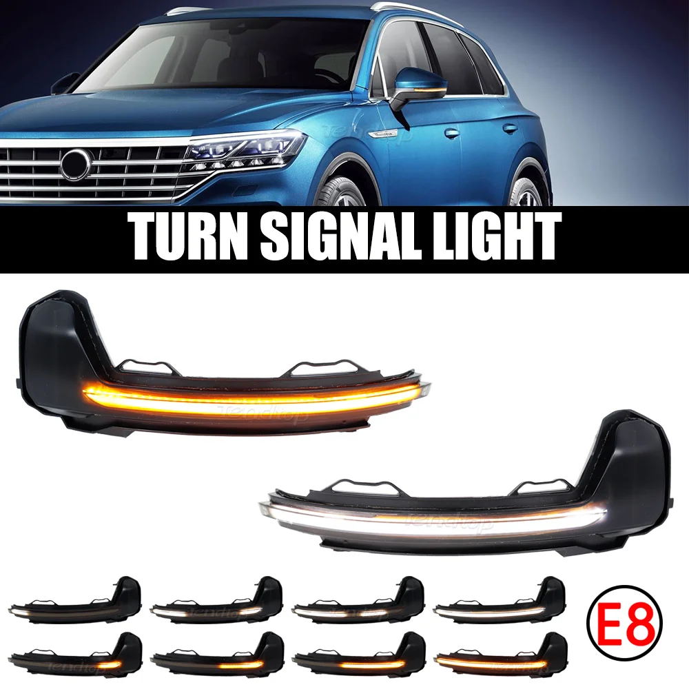 2 Pieces For VW Volkswagen Tiguan MK2 Touareg MK3 2017 2018 2019 2020 Dynamic LED Turn Signal Blinker Mirror Flasher Light