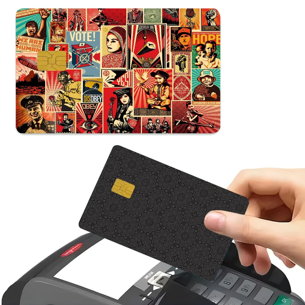 Obey Game Anime Sticker Film Skin Cover Case For Small Large No Chip Debit Credit Card Front Side