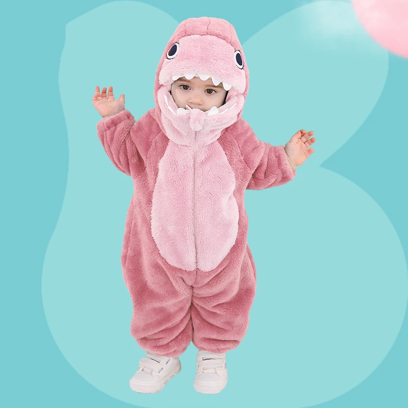 Halloween Cute Baby Romper Winter Clothes Costume Flannel Hooded Bodysuits Pajamas Animals Jumpsuit For Boy Girls Onesie