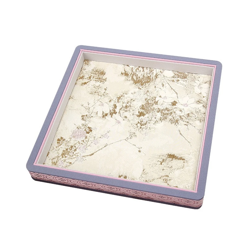 

Classical purple magnolia embroidered jewelry plate, live broadcast prop display plate, jewelry goods pallet